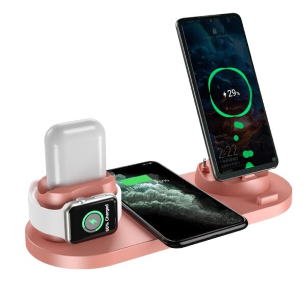 6-in-1 Fast Wireless Charging Dock Station for iPhone, Apple Watch & AirPods – Qi-Certified