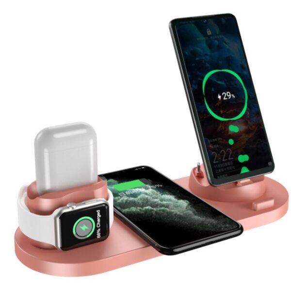 6-in-1 Fast Wireless Charging Dock Station for iPhone, Apple Watch & AirPods – Qi-Certified
