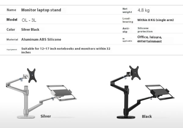 Monitor + Laptop Stand Desktop Adjustable - Image 7