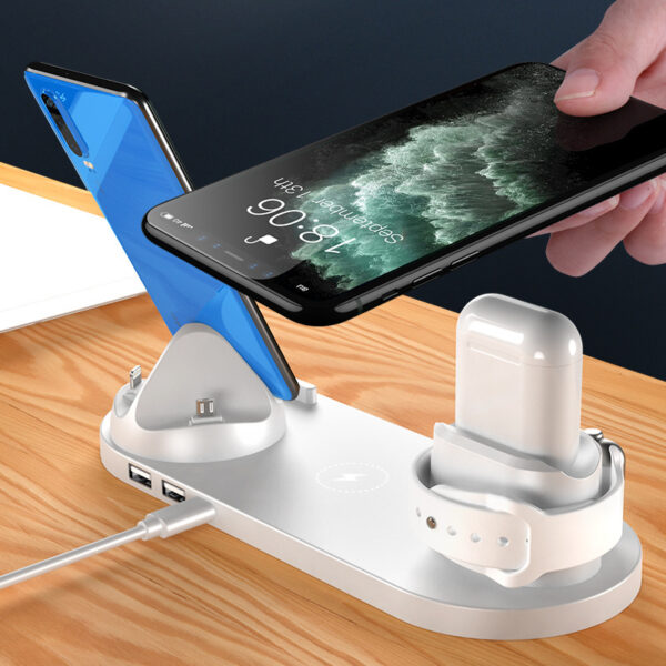 6-in-1 Fast Wireless Charging Dock Station for iPhone, Apple Watch & AirPods – Qi-Certified - Image 3