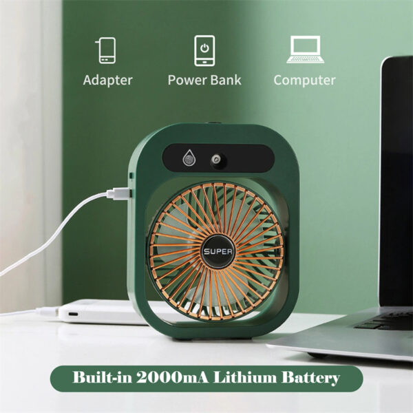 Air Conditioning Fan Desk Misting Fan Air Cooler Cooling USB Rechargeable Humidifier Portable Spray Fan With 3 Wind Speeds Mist Fan For Home - Image 3