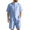 Suit Men's Summer Two-piece Suit Henry Collar Beach