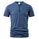 Men's Slub Cotton Casual Solid Color Short Sleeve