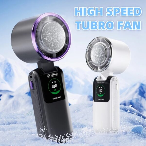 New Ice Pack High-Speed Handheld Eletirc Fan Speed Adjustable Folding Mini Fan Portable Outdoor Hanging Neck Small Fan - Image 6