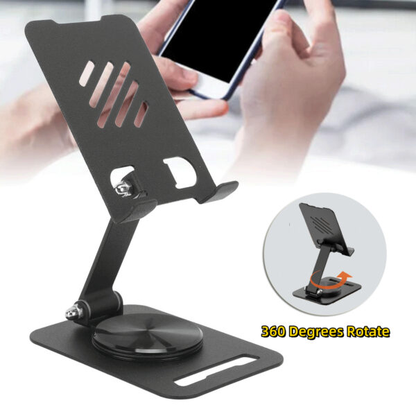 360 Degrees Rotate Metal Desk Mobile Phone Holder Stand For Phone Pad Adjustable Desktop Tablet Holderl Table Cell Phone Stand - Image 7