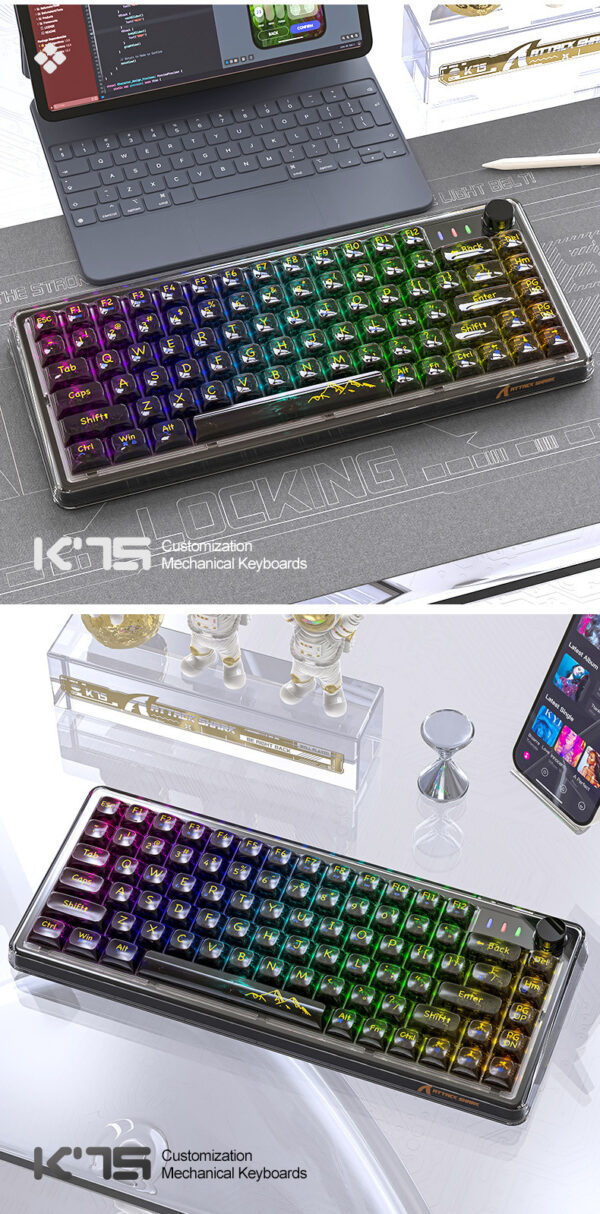 Attack Shark K75RGB Wireless Mechanical Bluetooth Transparent Gasket Hot Plug Keyboard - Image 5