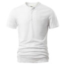 Men's Slub Cotton Casual Solid Color Short Sleeve