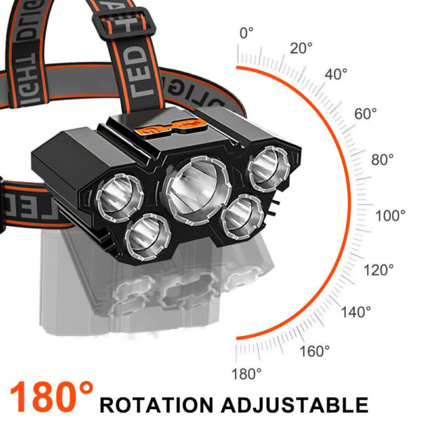 USB  LED Headlamp Rechargeable LED Lamp Headlight Head Torch Cable Light - Image 4