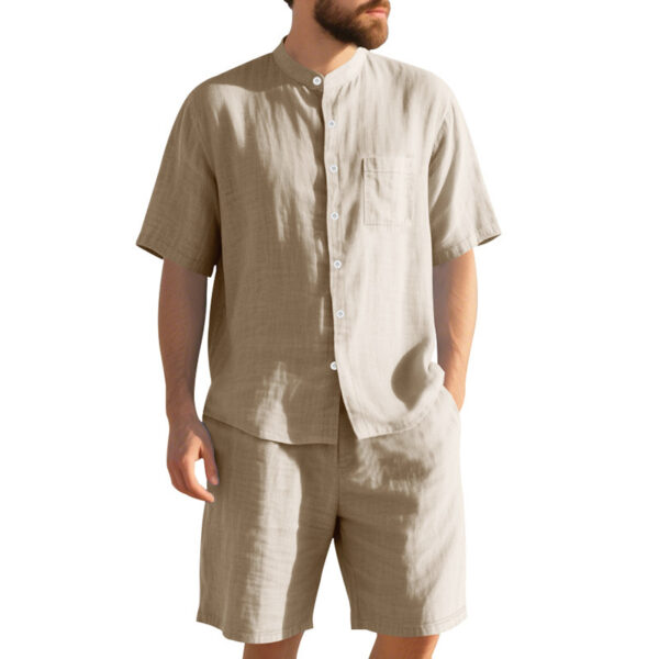 Suit Men's Summer Two-piece Suit Henry Collar Beach