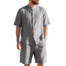 Suit Men's Summer Two-piece Suit Henry Collar Beach