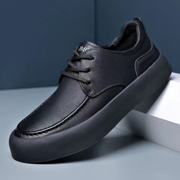 Casual Shoes Fashion Lace-up Shoes Lightweight Platform Leather Breathable Leather Shoes - Image 4