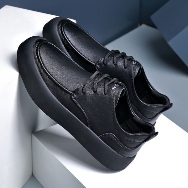 Casual Shoes Fashion Lace-up Shoes Lightweight Platform Leather Breathable Leather Shoes - Image 2