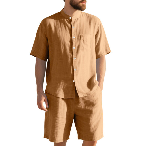 Suit Men's Summer Two-piece Suit Henry Collar Beach - Image 9