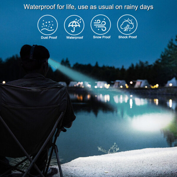 USB  LED Headlamp Rechargeable LED Lamp Headlight Head Torch Cable Light - Image 7