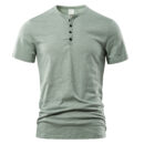 Men's Slub Cotton Casual Solid Color Short Sleeve