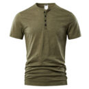 Men's Slub Cotton Casual Solid Color Short Sleeve
