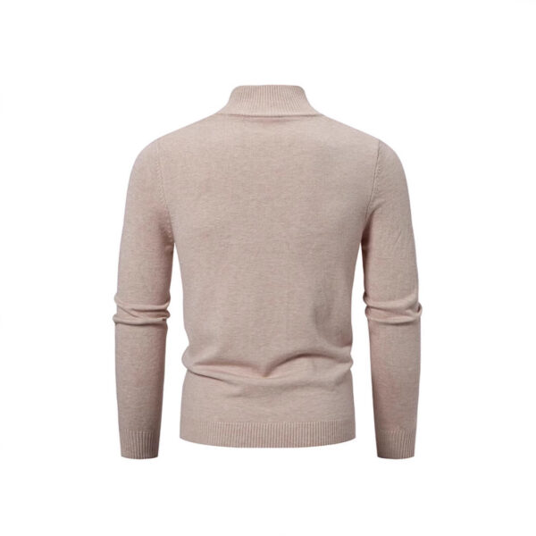 Stand Collar Simple Zipper Solid Color Cardigan Sweater - Image 3