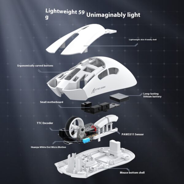 ATTACK SHARK R1 Wireless Gaming Mouse - Image 3