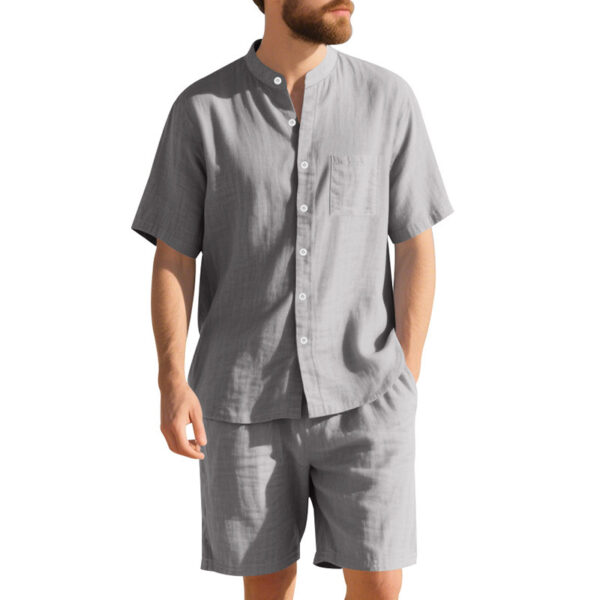 Suit Men's Summer Two-piece Suit Henry Collar Beach - Image 10